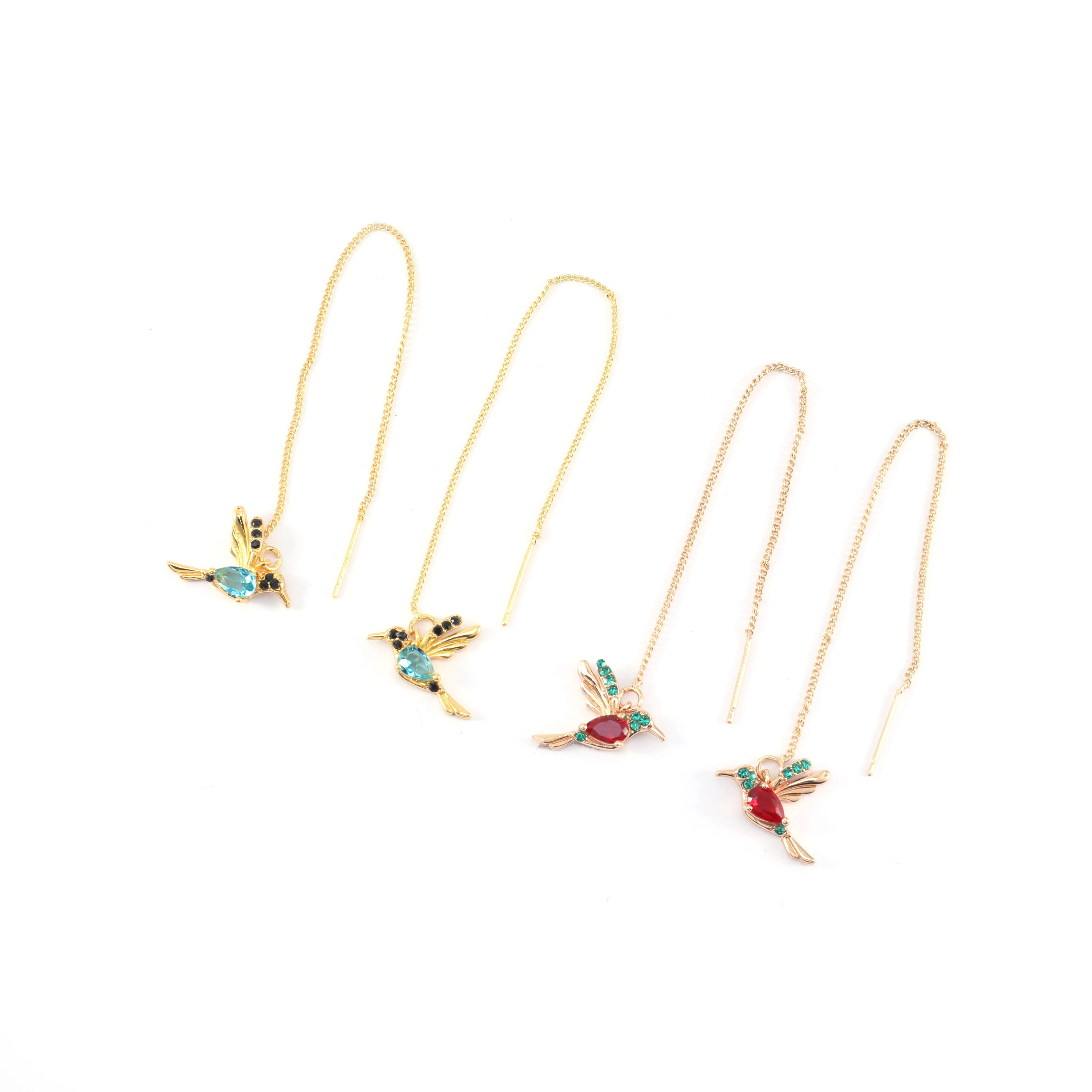 

High Quality Colorful Hummingbird Threader Pendant Earring Long Earrings, Picture