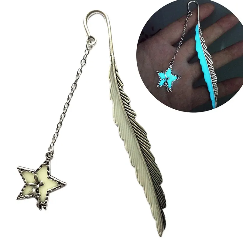 

One-Stop Service FBA Sending Flying Man Angel's Wings Bookmark Luminousrk Star Shape Feather Bookmark Metal Bookmarks For Books