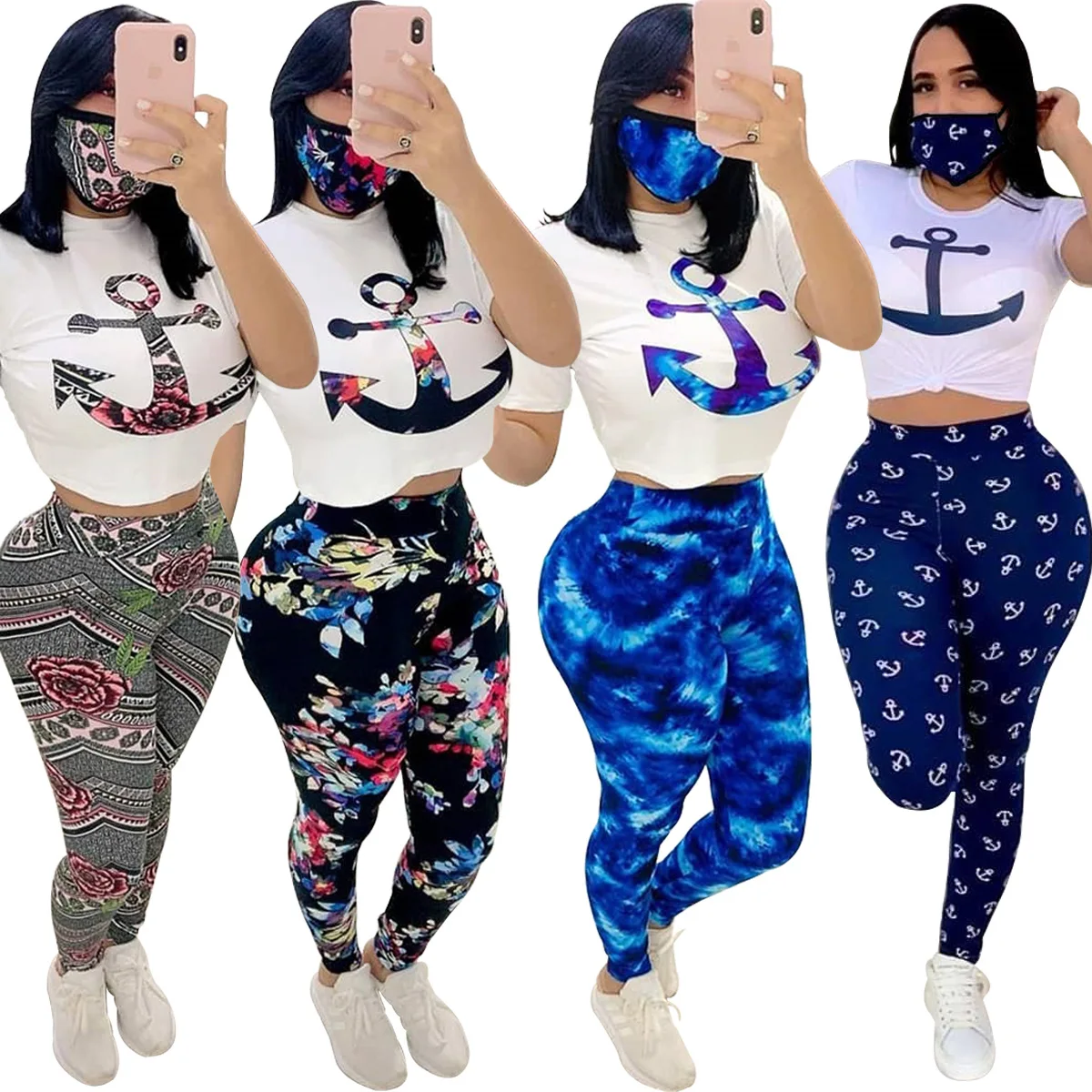 

ZM BWY6653 Summer Fashion Short Sleeve Basic 2 Piece Sets Women Print 2 Piece Panty Set Women Casual Sports Women 2 Piece Set