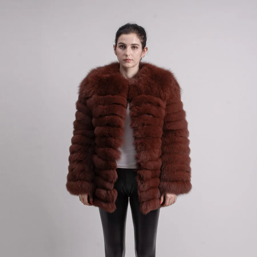 

QIUCHEN QC1823 women real fox fur coat genuine leather coat winter jacket