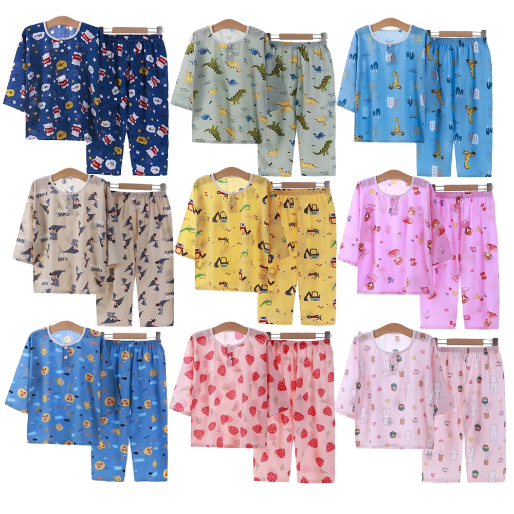 

Children's pajamas summer thin baby clothes set wholesale casual breathable children's clothing sets kids clothing, Picture