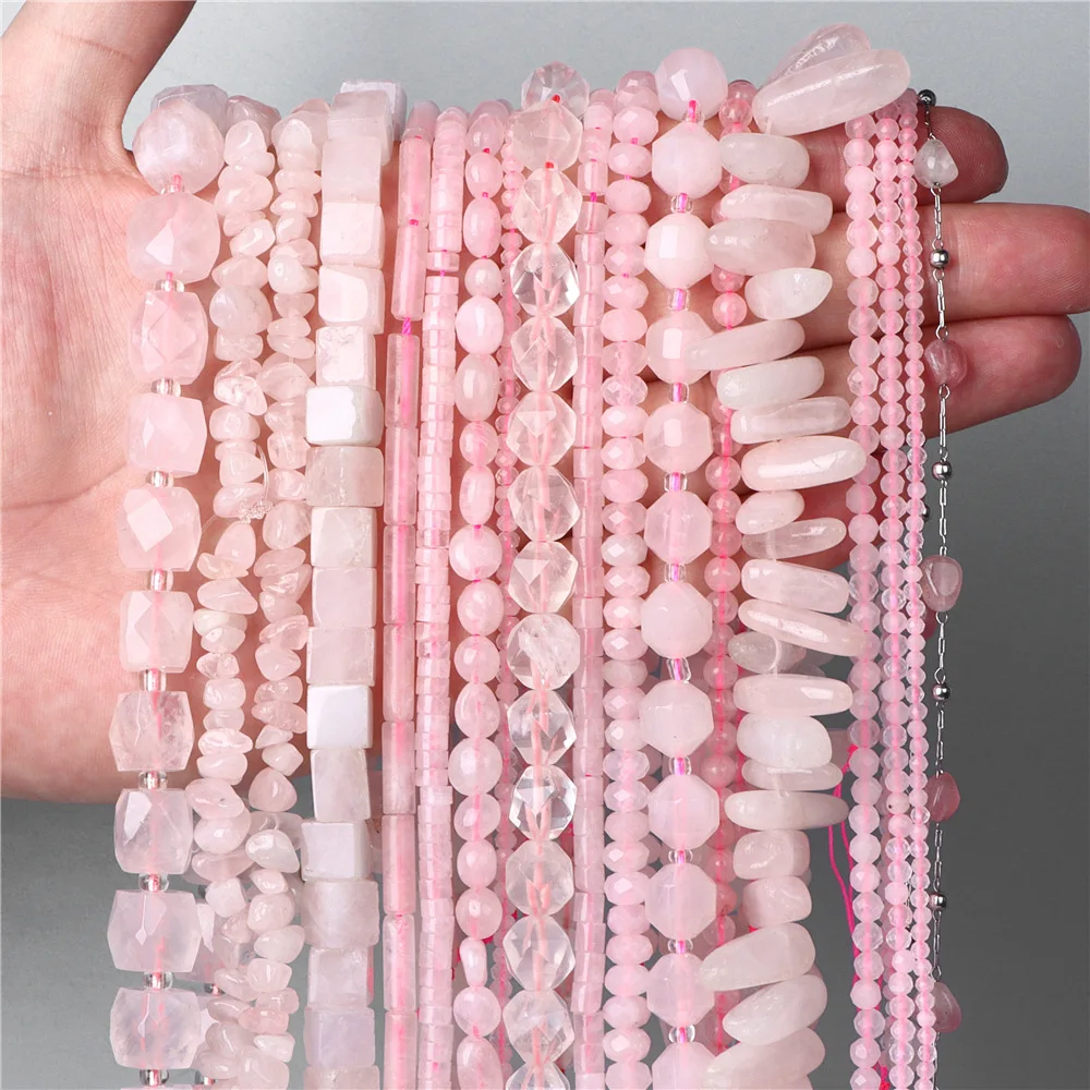 

DIY jewelry Accessories Rose Quartz Round Beads Faceted Bead star Wheel shape handmade nature crystal of loose beads for gif