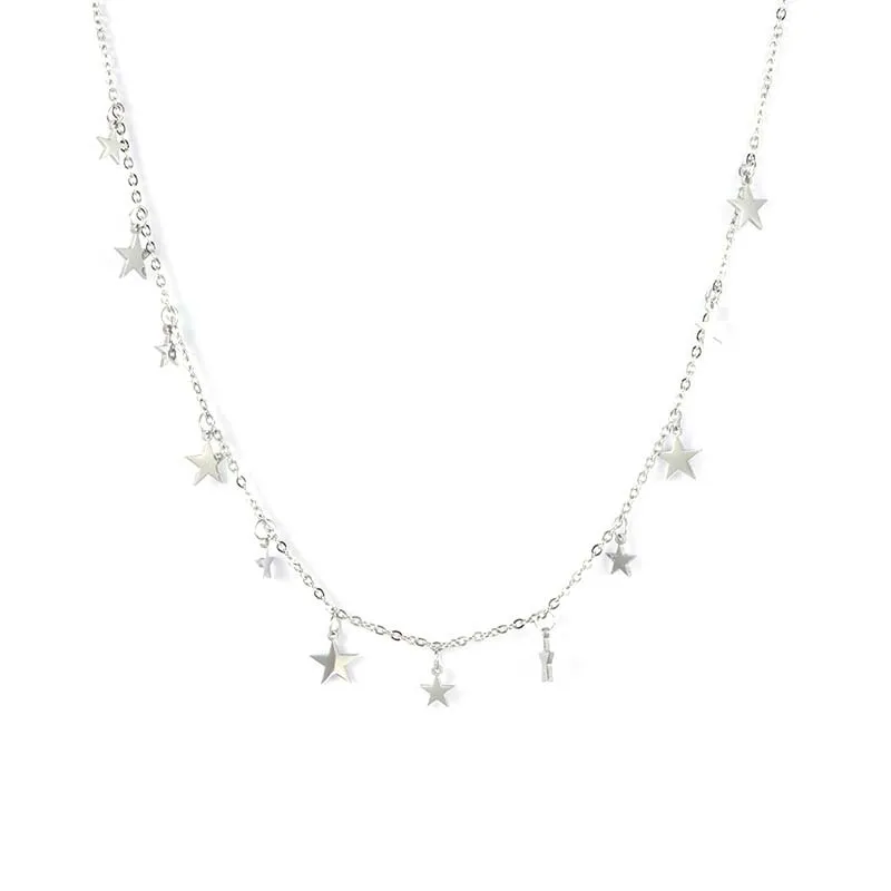 

Vogue Joker Individual Character Lucky Chain Tassel Pendant Five-pointed Star Necklace, Silver color