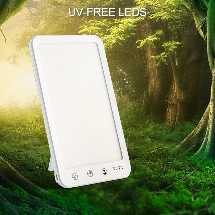 Portable UVfree 10000 Lux LED Therapy Light Sun Lamp for Home Office, Adapter or USB Powered, Timer Function