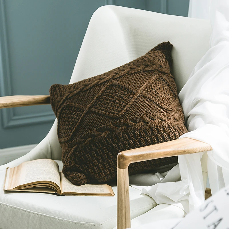 Blank Sublimation Throw Pillow Cover for Bed Dy Handmade White Solid Hotel Knitted Custom Pillow 1 Pc/ Poly Bag Home Seat Cn;jia supplier