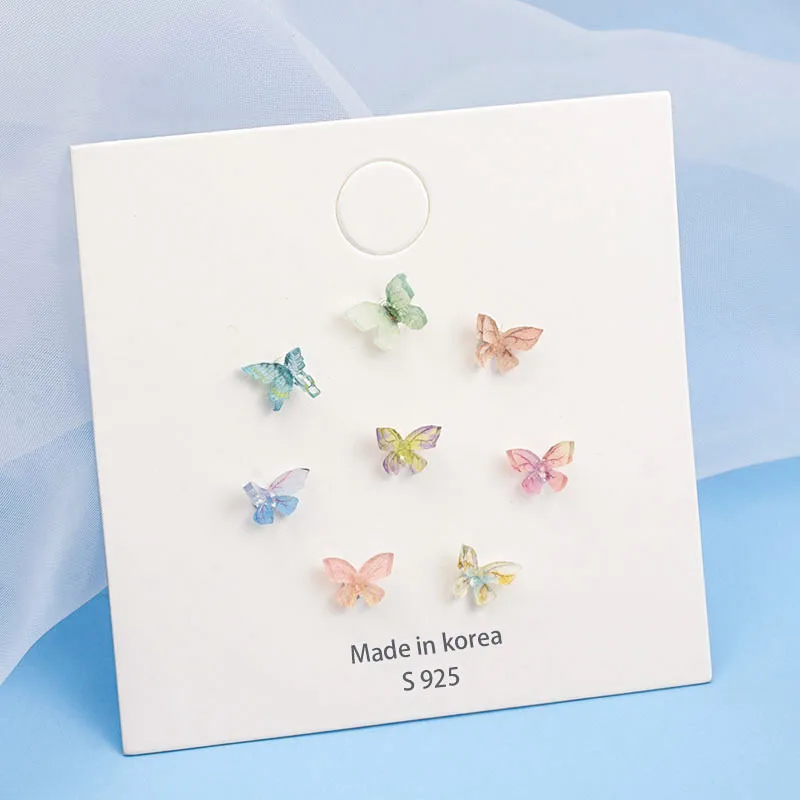 

Fashion Shiny S925 Silver Needle Color Stereo Female Ear Stud Butterfly Earrings For Women Jewelry, As pic shown