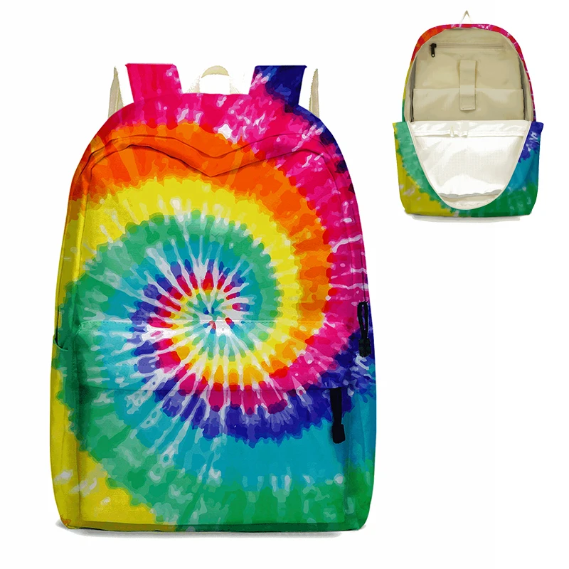 

New fashion style tie-dyed school backpack rainbow girls boys Kids teenagers school bag backpack