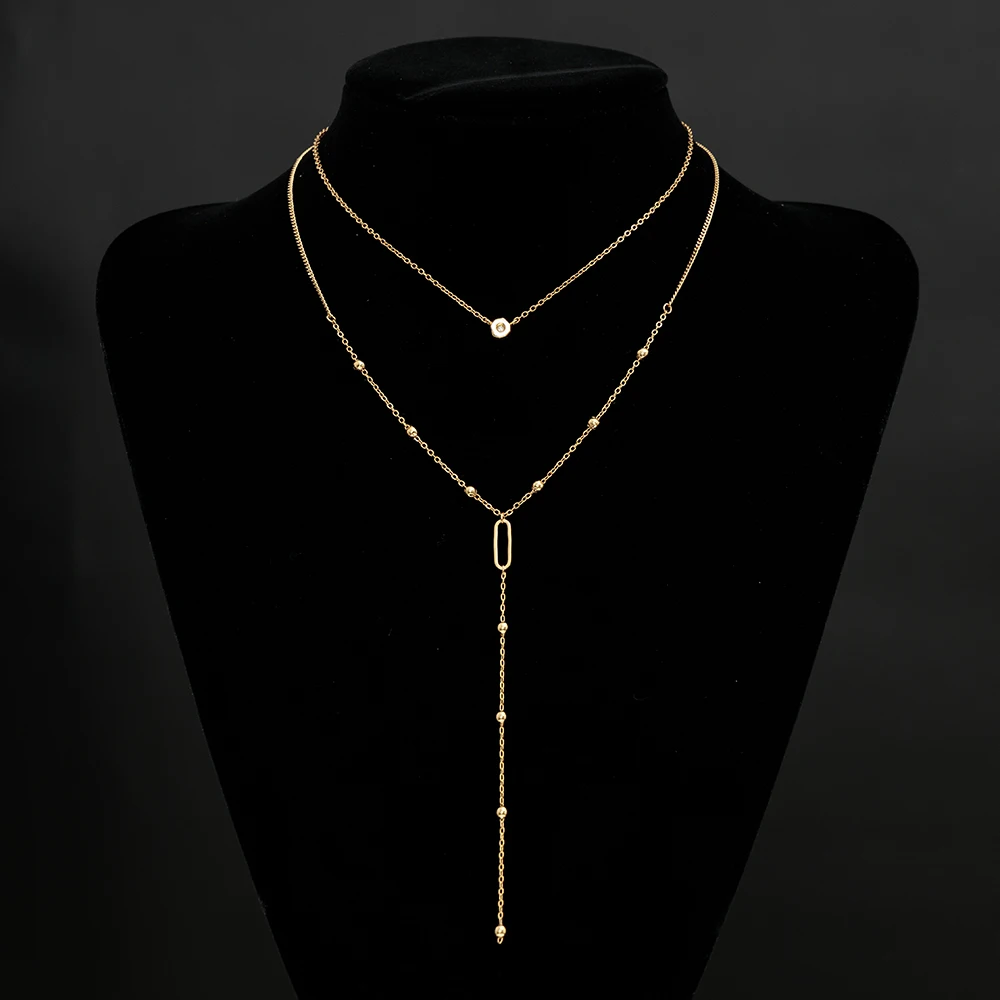 

Gorgeous Y long chaun Necklaces Women Gold Necklaces for Women Sweater Shape Drop 14k 18k Plated Gold Necklace