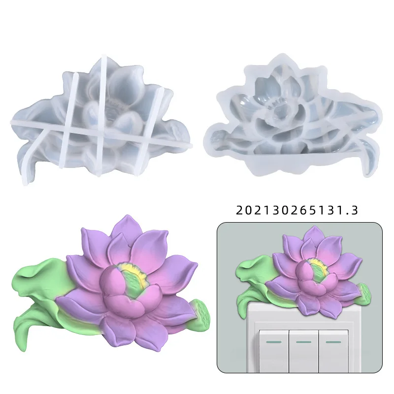 

DIY crystal drop mold creative lotus switch wall sticker decorative silicone mold, Customized color