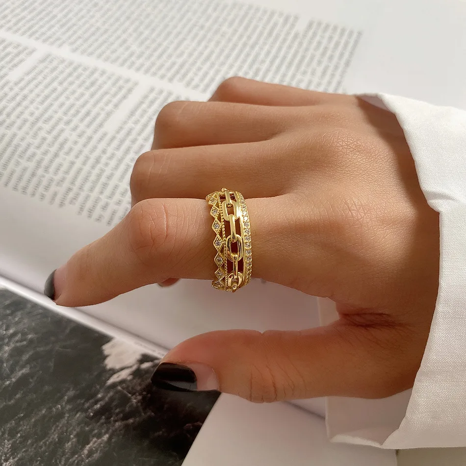 

VIANRLA 925 sterling silver 18k gold plated antique silver women rings with zircon