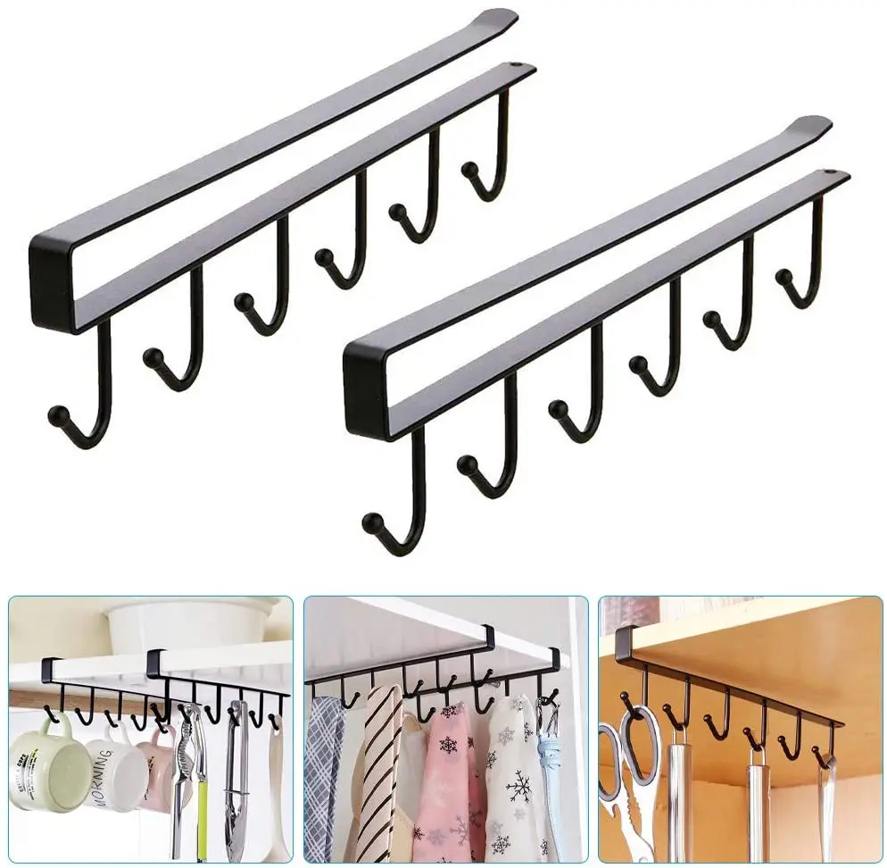 

Cup Storage Holder Rack Coffee Cup Holder Storage Hanger Rack with 6 Hooks