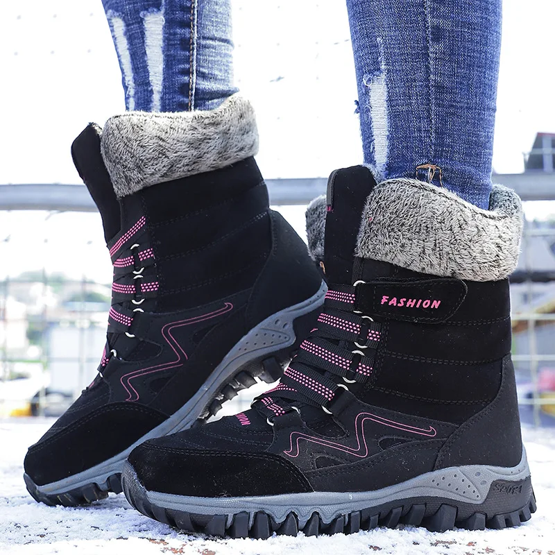 

2021 Winter New Plus Size Cotton Shoes Ladies Plus Velvet Warm In Tube Outdoor Custom Snow Boots