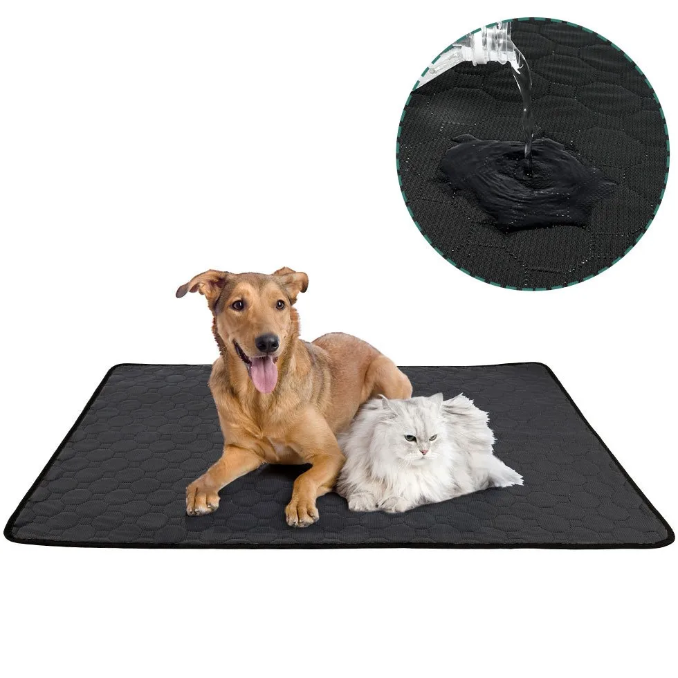 

Reusable Waterproof Puppy Training Pad Mat Washable Pet Dog Pee Pad, Dark grey