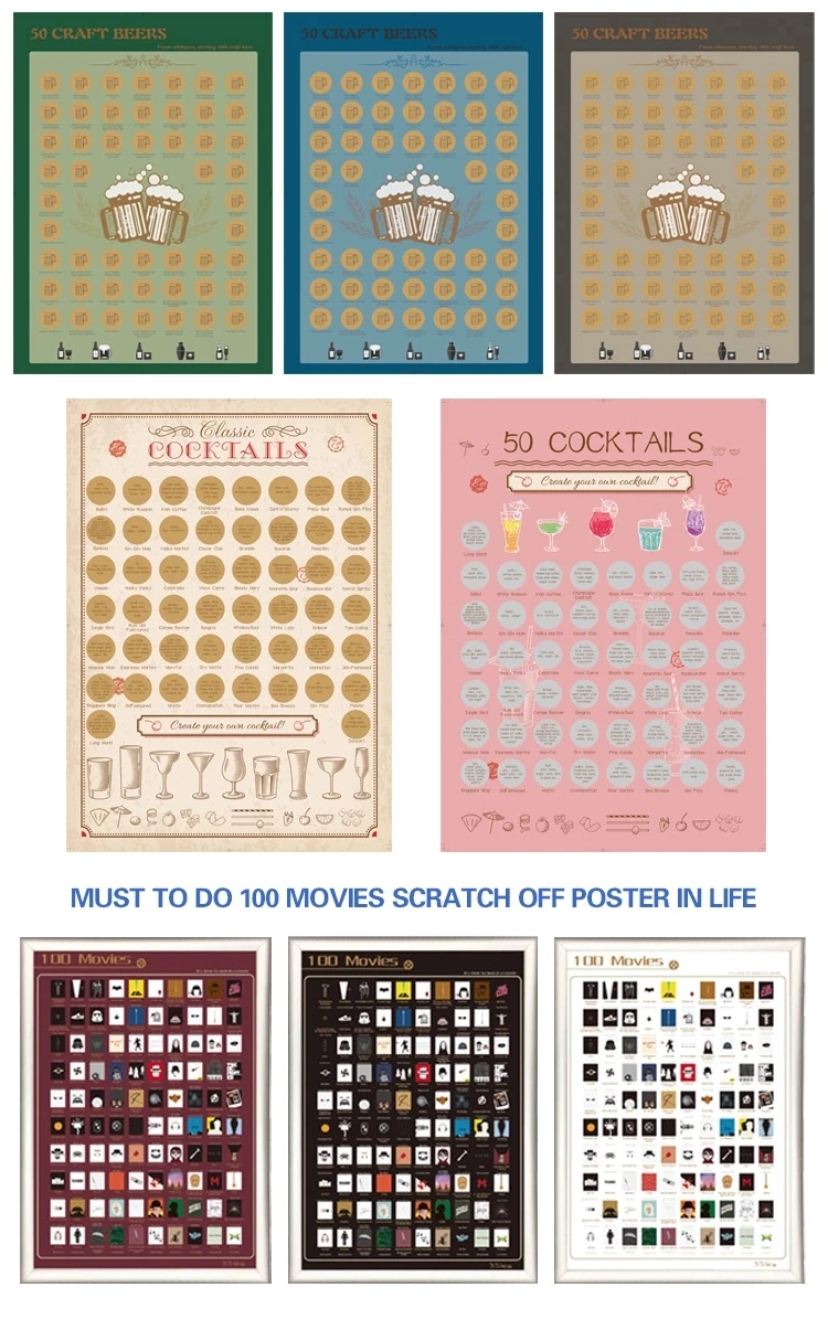 product-Original Design Custom Scratch Off Movie Purple 100 Books Bucket List Poster For Promotion-D-2