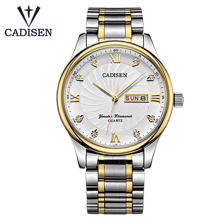 

Cadisen 2012 Lovers Watch Luxury Brand Stainless Steel Display Date Waterproof Mens Quartz Watch Couple Watches