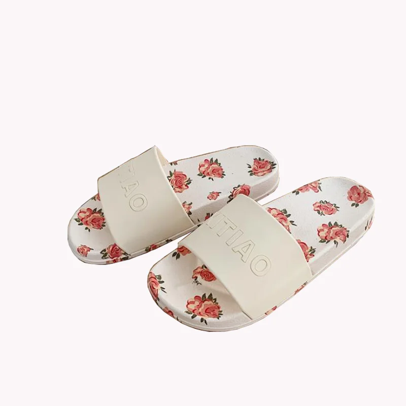 

Women Flat Casual PVC Slide Clear Female Sandals Arch Support Custom Flip Flops High Floral Slides Slippers for girl, Picture