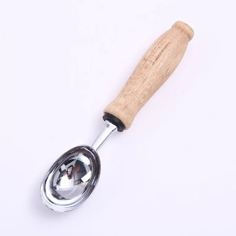 

Ice cream Spoon wholesale Stainless Steel Ice Cream Scoop With Wood Handle