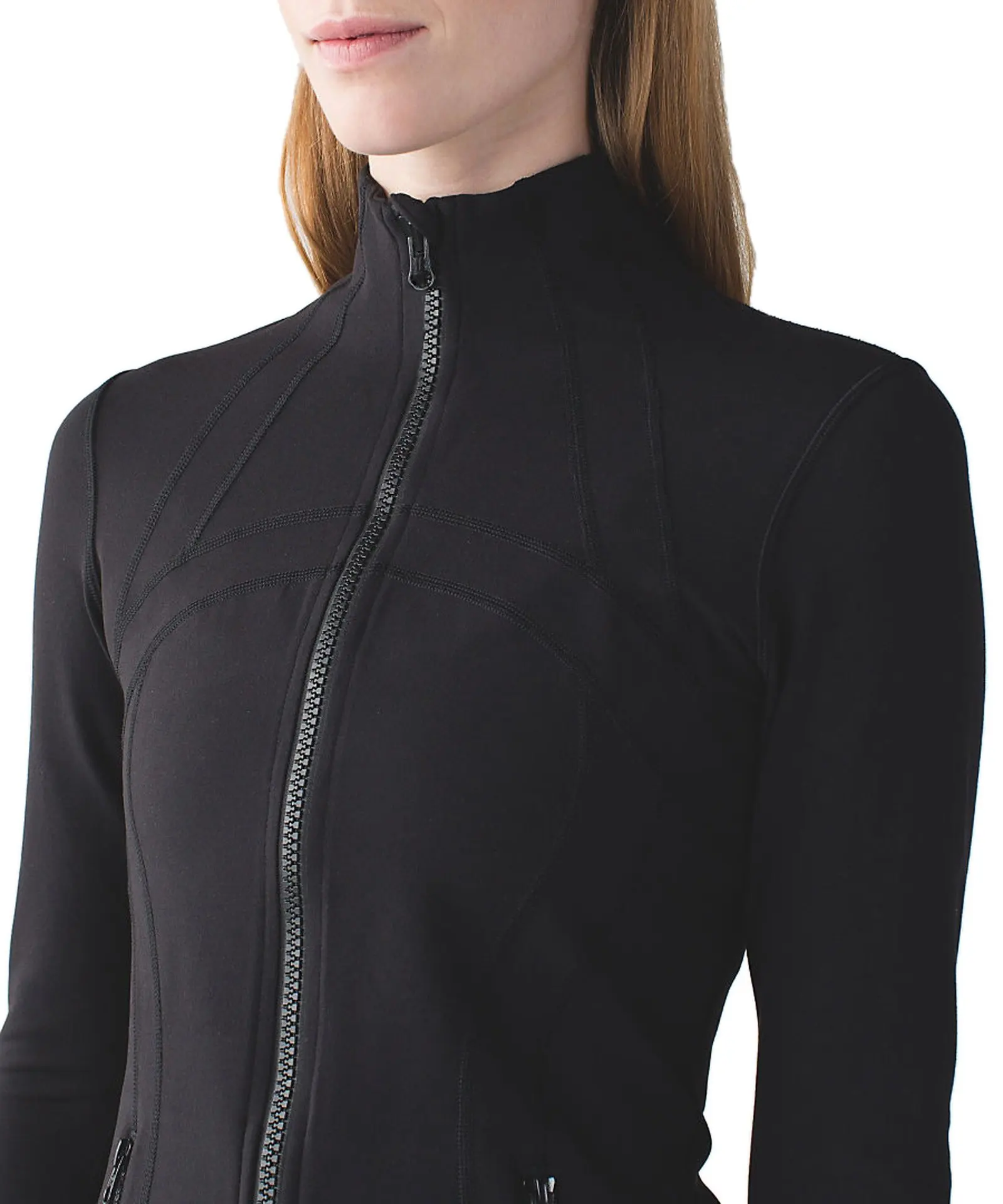 

2020 Unique Cuff Design Black Running Jacket Women Yoga Wear Zipper Long Sleeve, Grey/black/white/red....