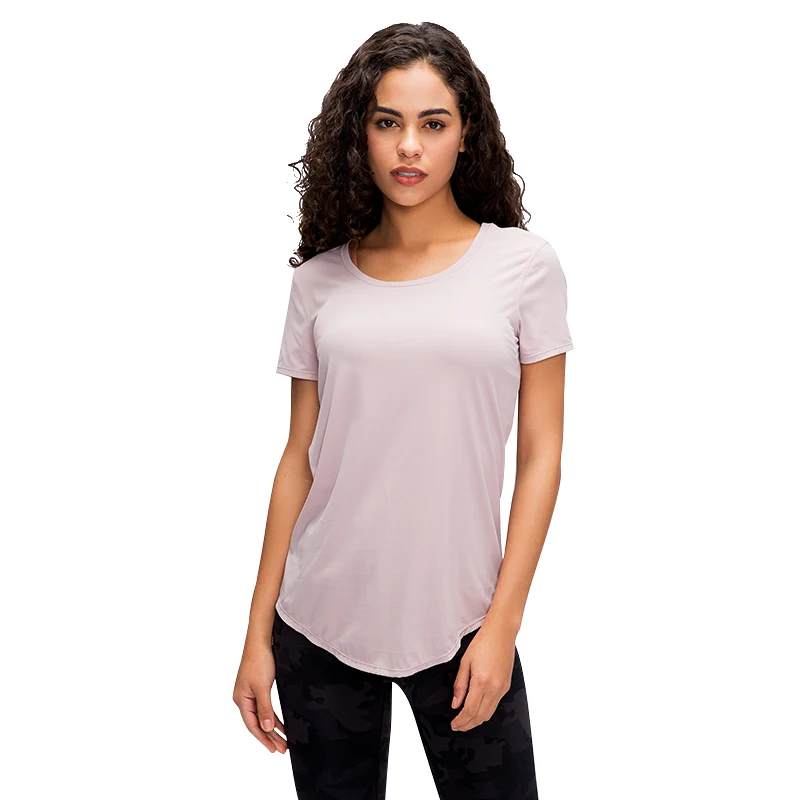 

Logo Custom Solid Color Basic Crop Top Shirts Yoga Fitness Wear T-Shirts for Women, 6 colors