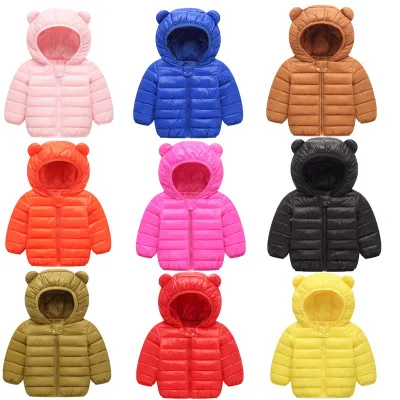 

Colder Cute 1- 5y baby girls jacket kids boys Light down coats with ear hoodie spring girl clothes infant children's clothing, Colors