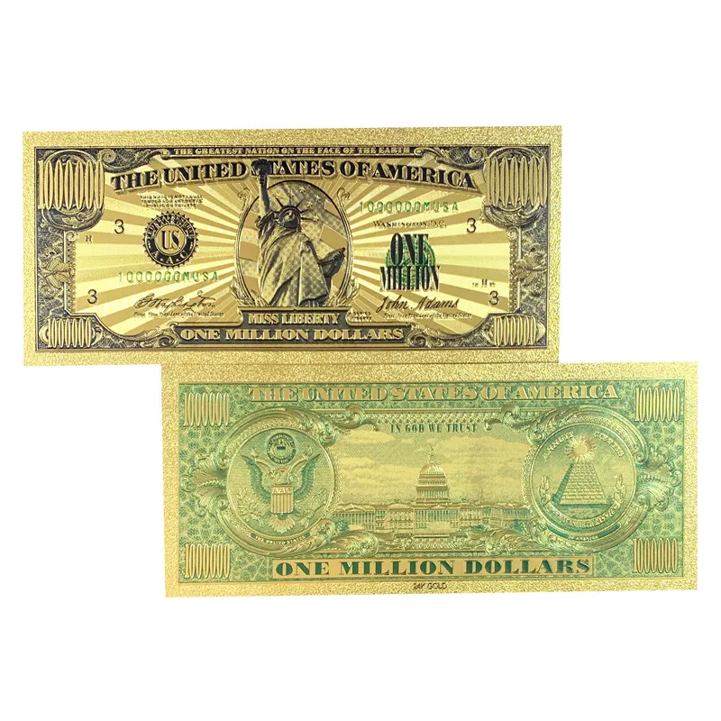 

million dollar collection currency Statue of Liberty banknote Gifts gold bronzing foil bills $1000000, Gold foil