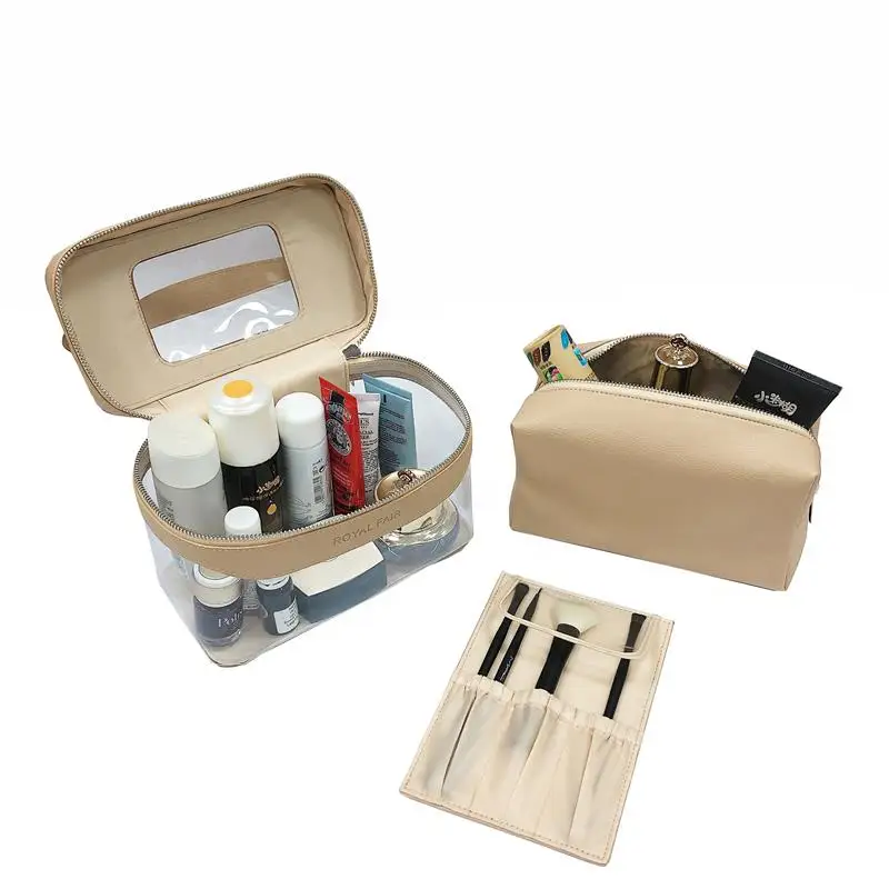 

Popular 3pcs Transparent Clear PVC Makeup Bag Set