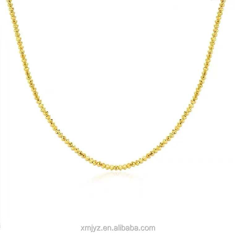 

Certified 18K Gold Necklace Disco Jumping Chain Hot Imported Laser Beads Wave Light Beads Necklace Au750 Gold Collar Chain