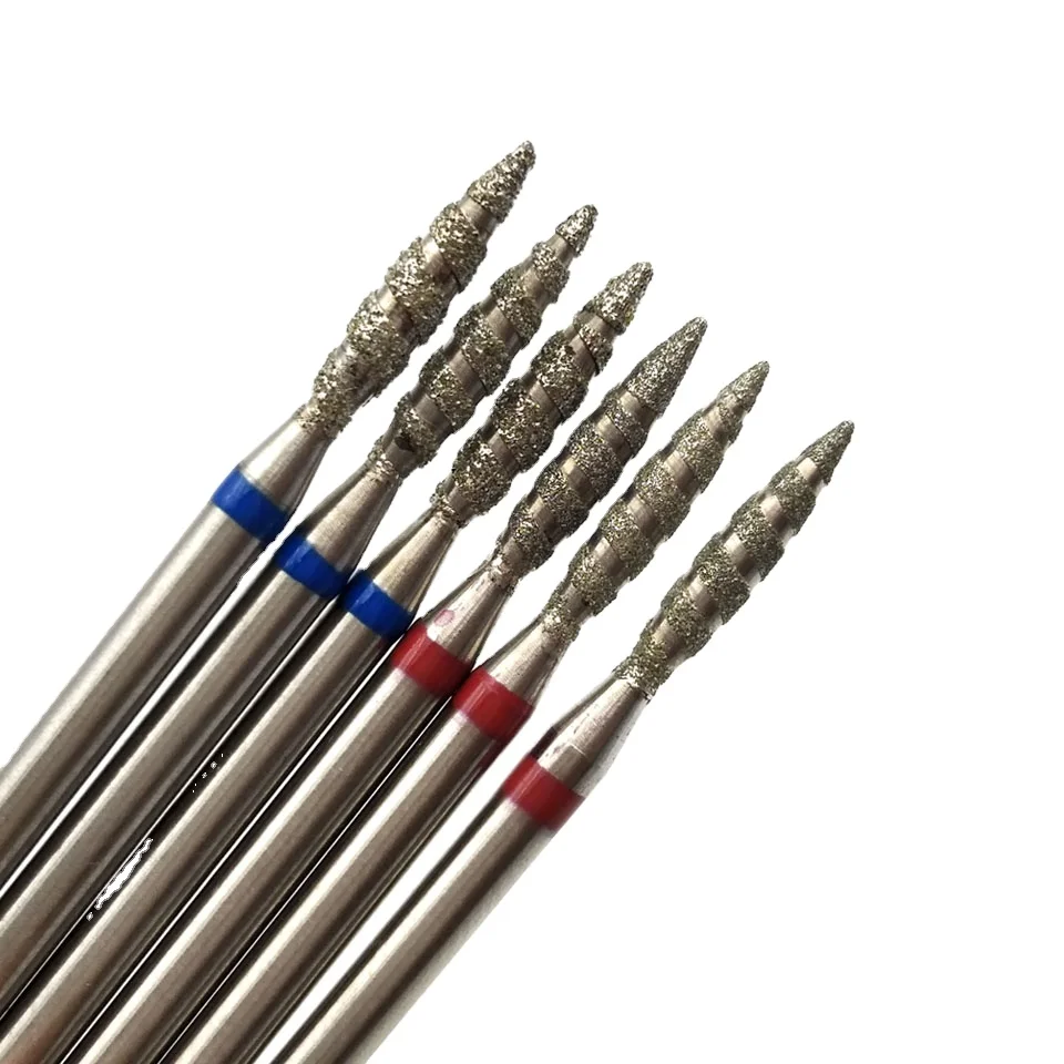 

HYTOOS Tornado Flame Diamond Nail Drill Bits 3/32" Manicure Cutters Rotary Burr Nail Drill Accessories Spiral Nail Mills