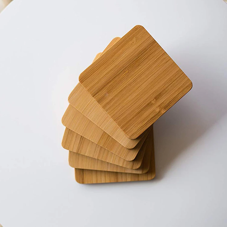 天然环保防滑竹制杯垫方形杯垫套装杯垫家具保护垫餐桌垫子