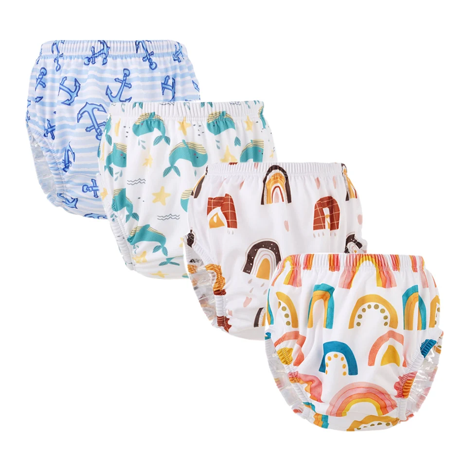 

New Design Swim Diaper Reusable Waterproof Baby Swim Nappy Cartoon washable baby cloth diaper pocket training pants, Colorful