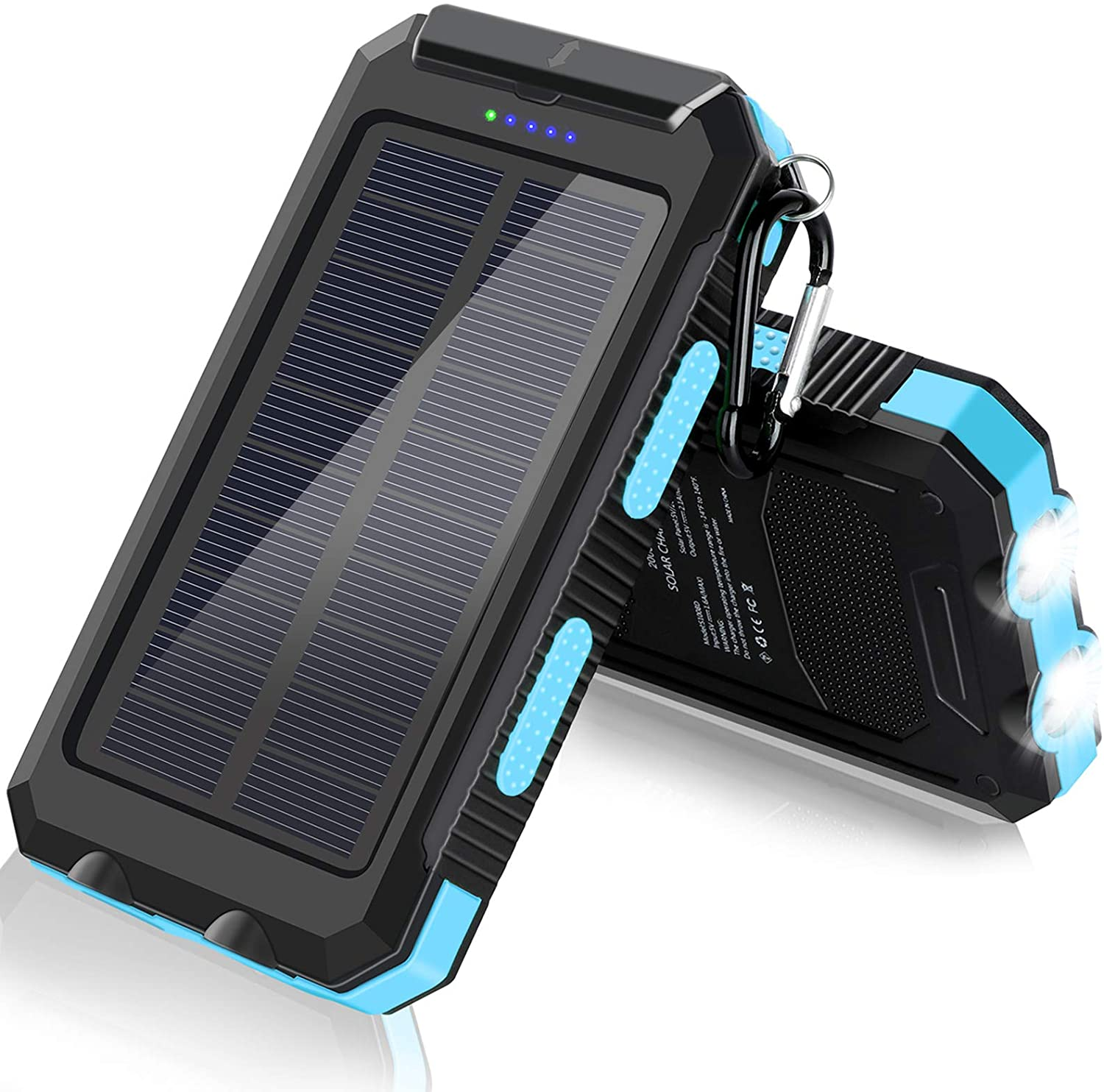 

2024 New Job Waterproof Solar 20000mAh PowerBank Portable 20000mAh Solar Charger with Dual USB Port for All Phone Charging
