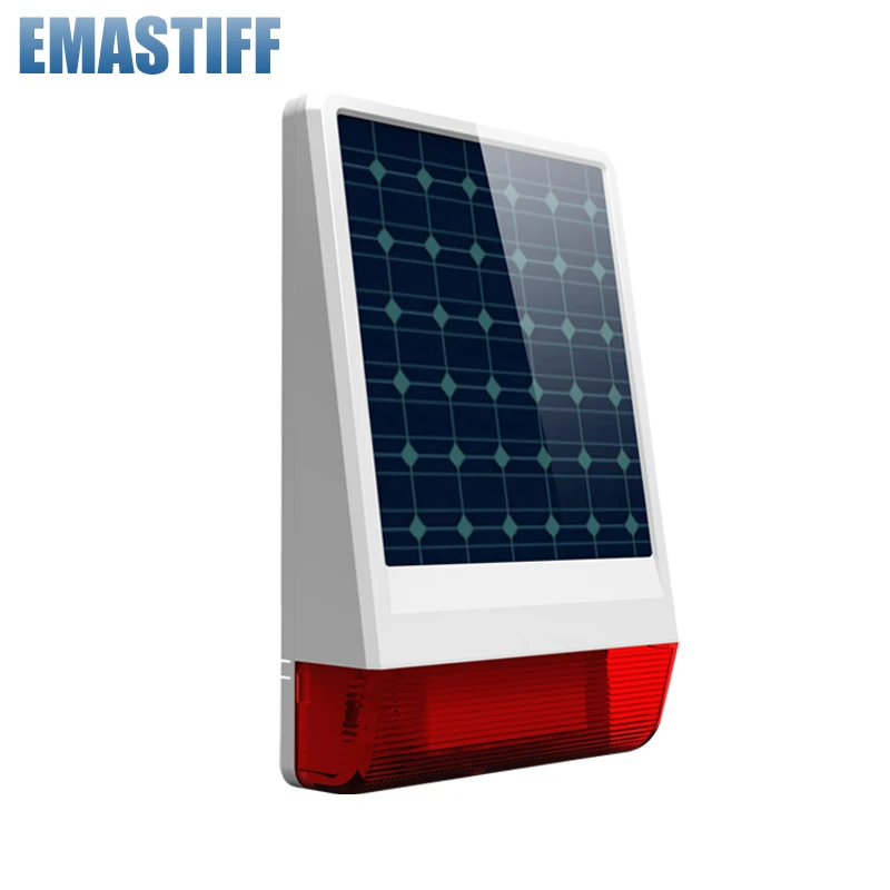 

Wireless 315mhz or 433mhz Outdoor big strobe Solar powered Siren with LED flashing response sound chooseable 130 dB, Red