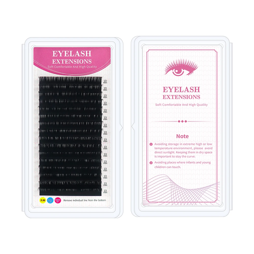 

GAHAMACA wholesale 16 ROWS Best Quality Private Label Dark Black Eyelash Extensions Individual Lashes