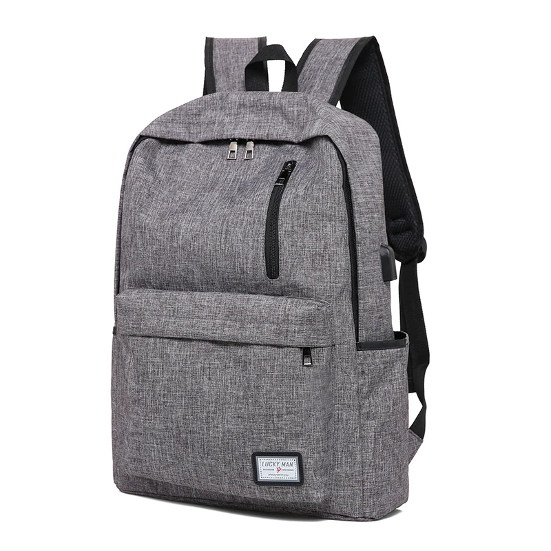 

Cheap USB charging Port college school laptop backpack bag student, Grey
