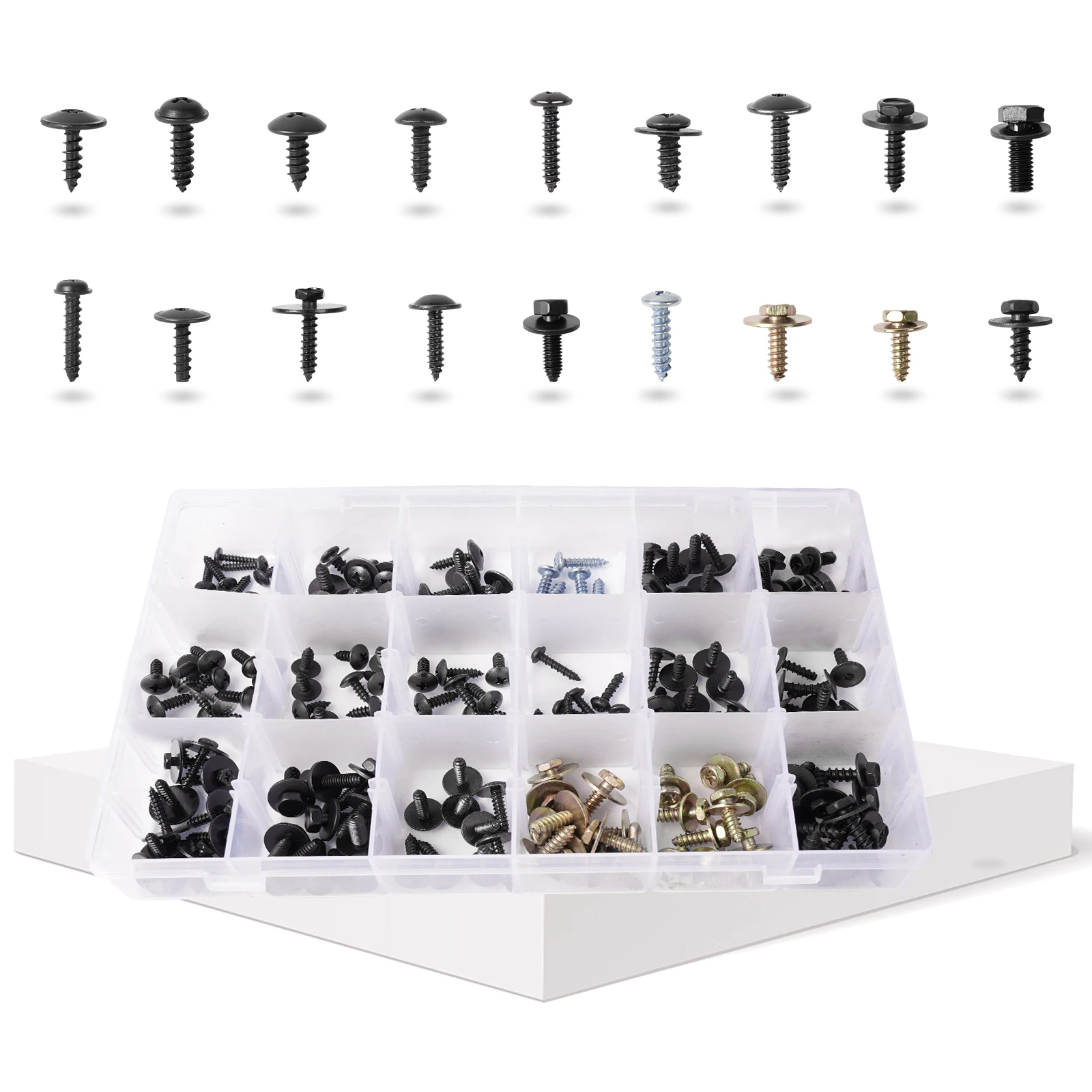 

180PCS Mixed Car Body Fender Screw 5mm 5.5mm 6mm 6.3mm Metal Self Tapping Screw Rivet Fastener Bolt