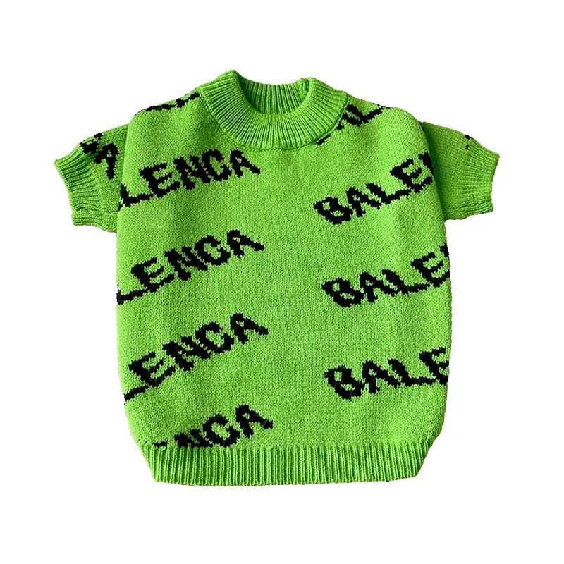 

Knitted Letter Green Pet Jumpers Coats Designer Cat Dog Sweater Clothes, Green/light green