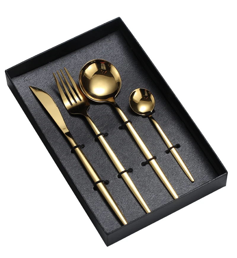 

luxury wedding cutlery fork knife and spoon set stainless steel cutlery flatware sets, Silver/gold/rose gold/color/black