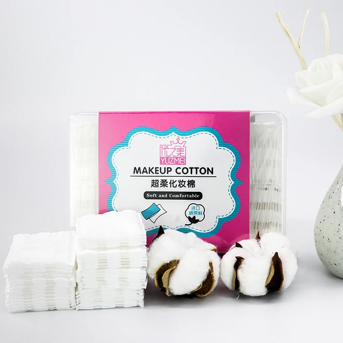 

YUZMEI OEM Plastic Box Packing Cosmetic Beauty Square Makeup Facial Face Cotton Pad Disposable Makeup Remover Cotton Pad