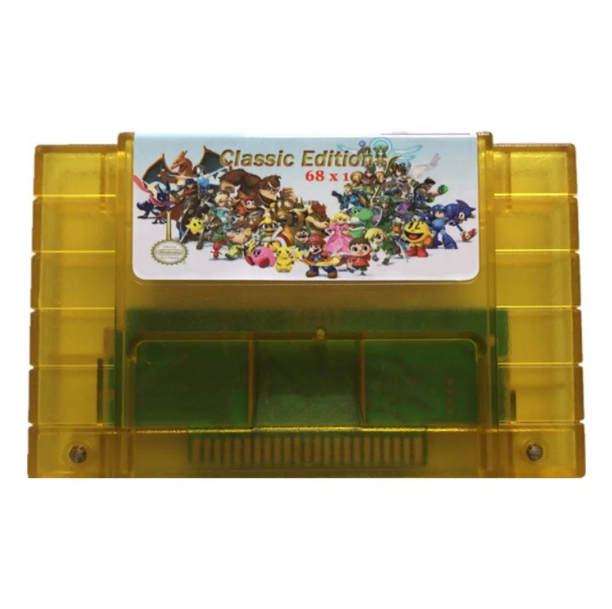 

Free Shipping Super 16 bit multi game card 68 in 1 cartridges for SNES NTSC donkey kong 1 2 3 Final Fantasy, Colorful