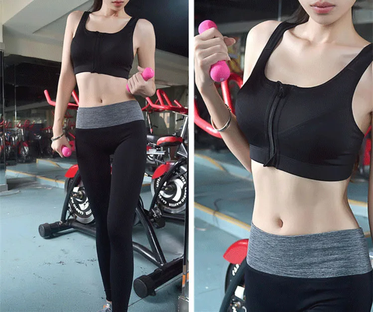 
Factory wholesale professional high-strength shockproof sports bra without steel ring front zipper sports underwear 