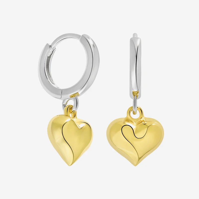 

VIANRLA 925 Sterling Silver Heart Pendant Hoop Earrings Contrast Color Design Cool Style Women Jewelry Gift Drop Shipping