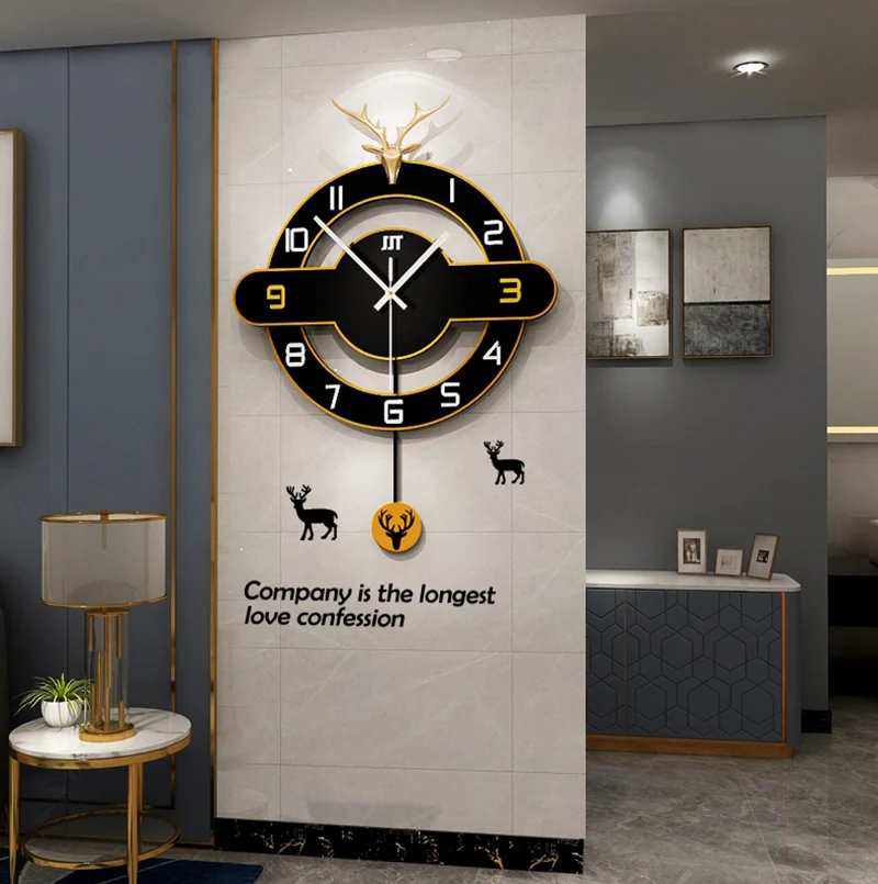 

odm/odmmodern wall clockCreative Brief Swing Wall Decor Clocks 3D Deer Design Hanging Wall Clocks Forreloj de pared