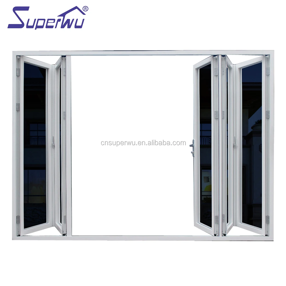 China Supplier Thermal Break Double Glazed Aluminium Bi Folding Doors Entry Doors Glass Doors