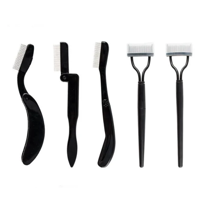 

Eyelash Comb Foldable Eyelash Comb Curlers Stainless Steel Teeth Eyebrow Comb, Black