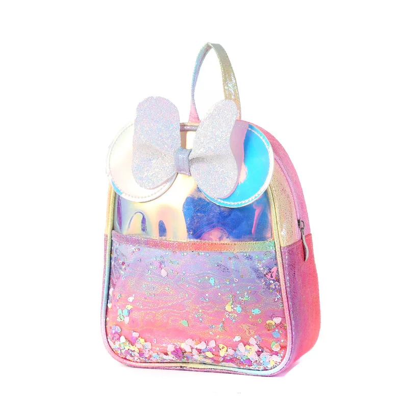 

New Design Fashion Mini Leather Ladies Shining Sequin Backpack