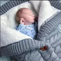 

Newborn baby sleeping bag winter warm sleeping bag baby stroller cotton knit envelope