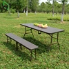 183cm beer tables and benches plastic folding chair Brown rattan portable bench