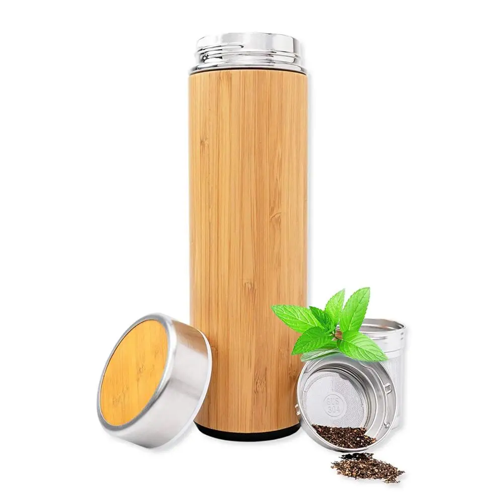 

Factory Outlet Natural Eco-Friendly Insulated Bamboo Vacuum Water Bottle 15Oz Optional Capacity, Customized available