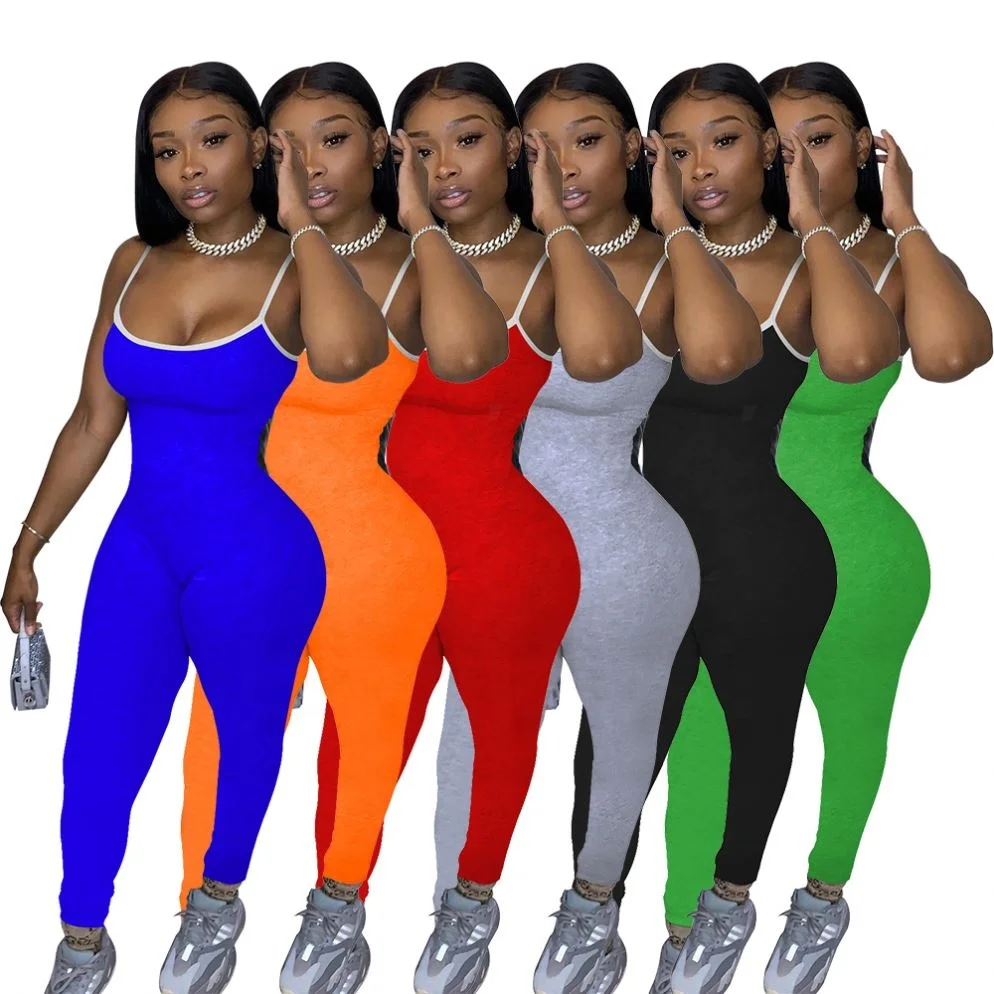 

Wynz8313 Tank Jumpsuits Solid Slim Fashion Casual Summer 2021 Elasticity Sexy