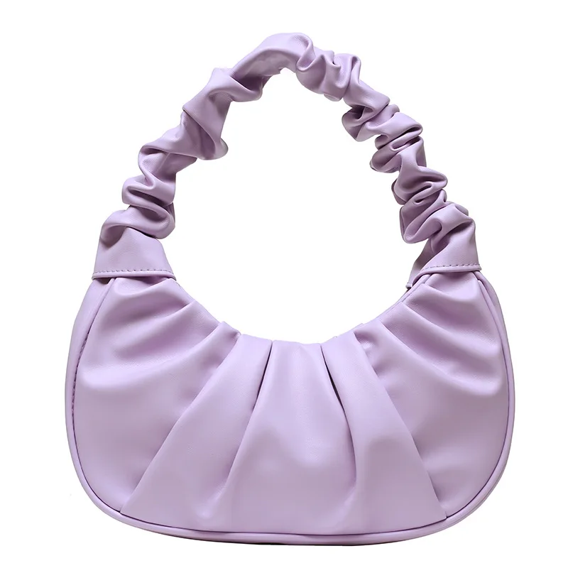 

minimalist ruched sac a main femme vintage armpit luxury women purses handbags cloud bag crescent bag handbag underarm, White, purple, blue, black